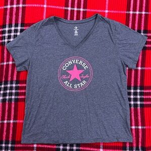 Women’s dark grey ‘Converse’ v-neck t-shirt !